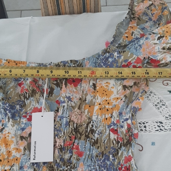 NWT💐REFORMATION💐CUTE Multicolor COTTON Floral Off-Shoulder Mini Dress Sz M - Picture 6 of 13